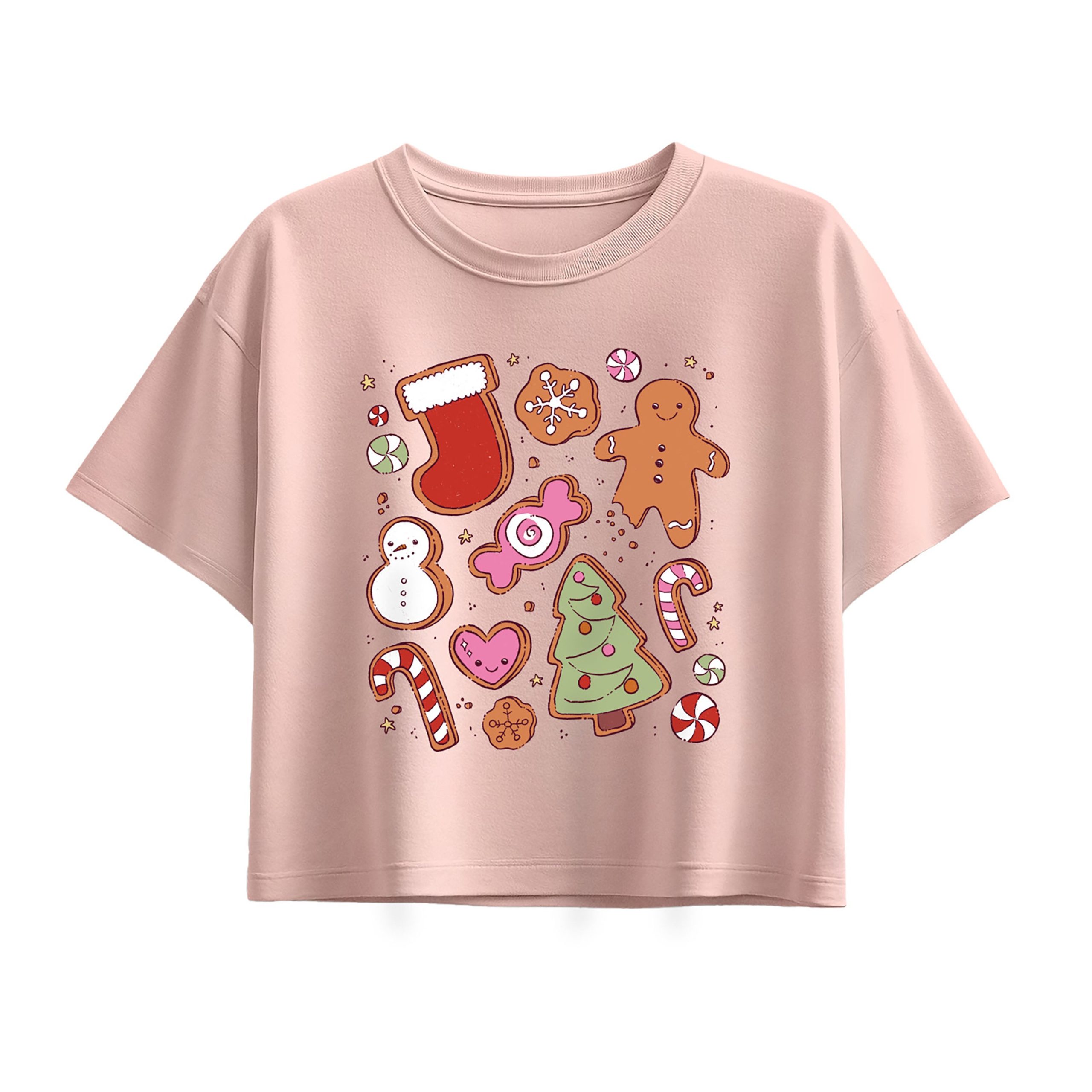 Instant Message - Kawaii Christmas Treats - Youth Girl Short Sleeve Boxy Tee - Image 3