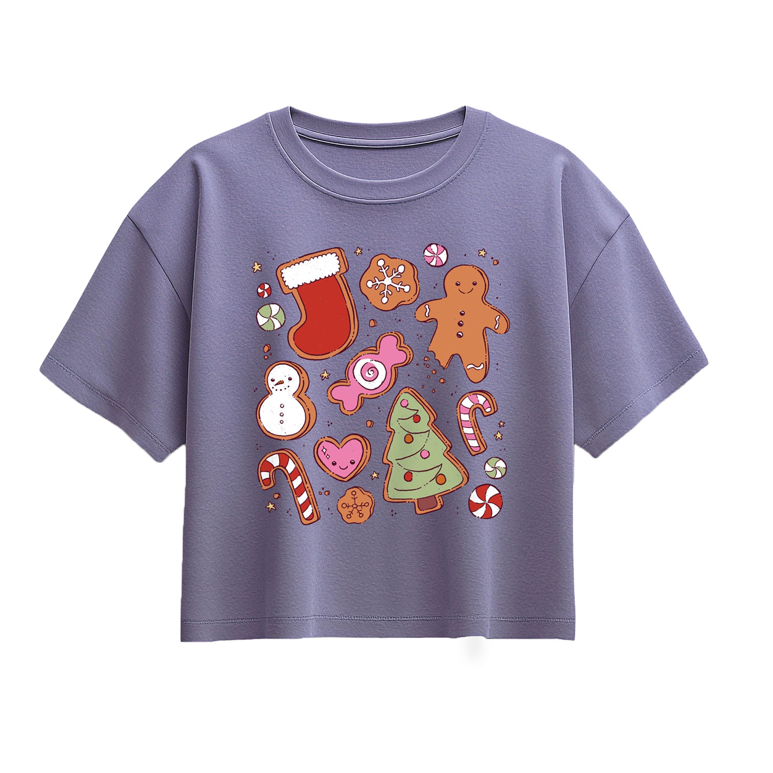 Instant Message - Kawaii Christmas Treats - Youth Girl Short Sleeve Boxy Tee - Image 4