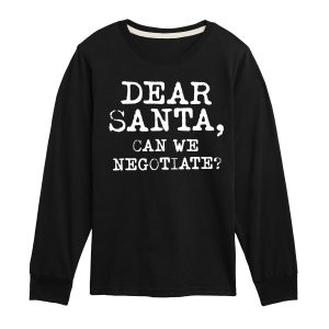 Instant Message - Dear Santa Can We Negotiate - Youth Long Sleeve Graphic T-shirt