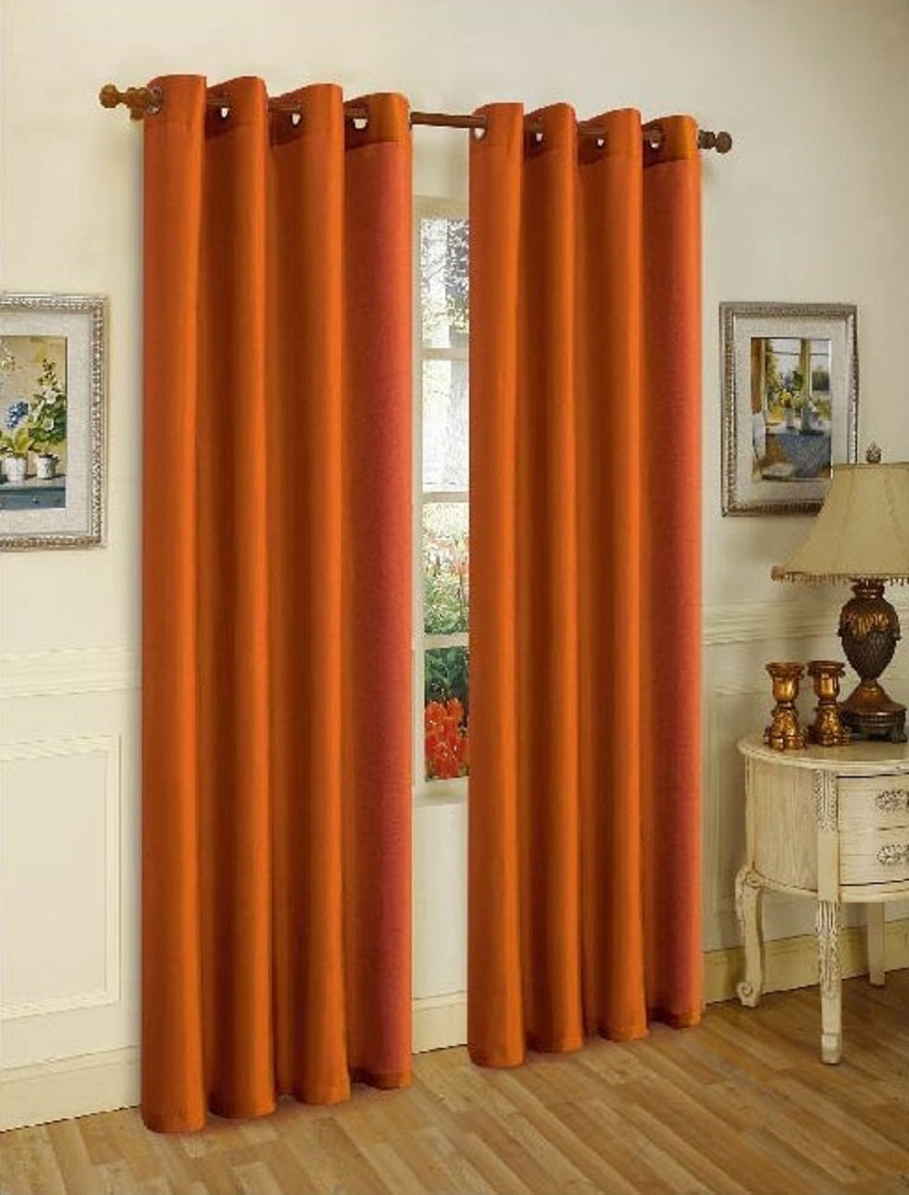 J&V Textiles 2 Panels Solid Grommet Faux Silk Window Curtain Drapes Treatment in 84 Length - Image 24
