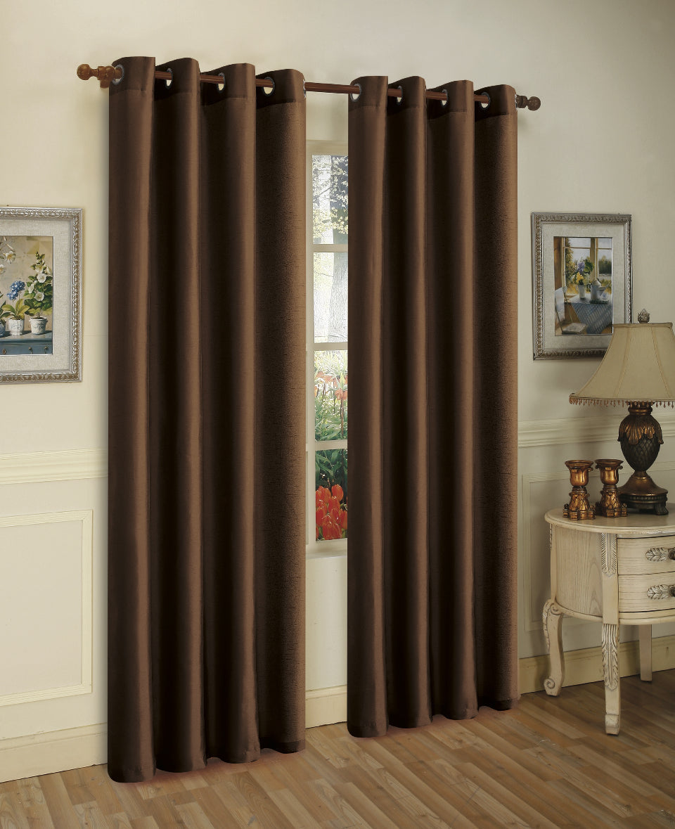 J&V Textiles 2 Panels Solid Grommet Faux Silk Window Curtain Drapes Treatment in 84 Length - Image 3