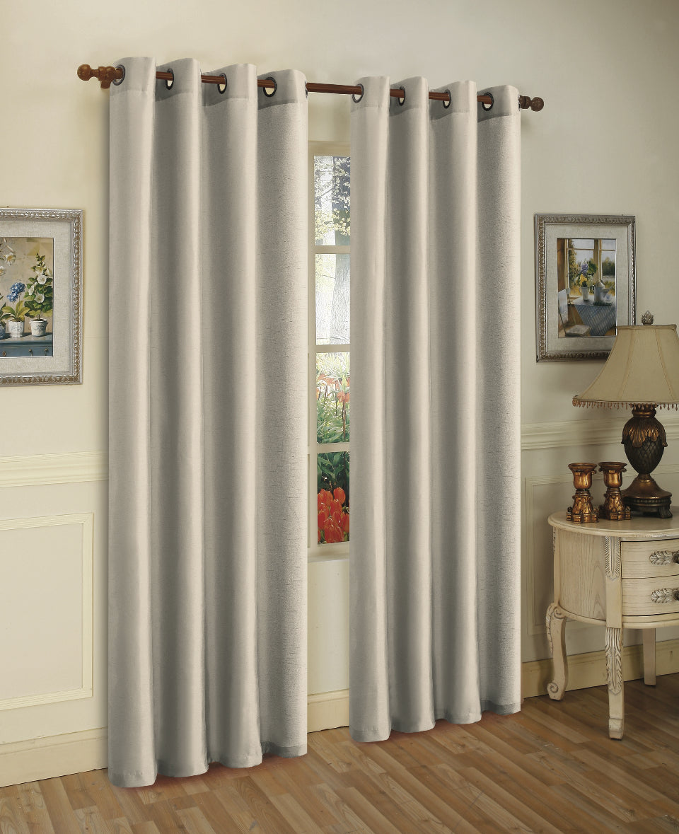 J&V Textiles 2 Panels Solid Grommet Faux Silk Window Curtain Drapes Treatment in 84 Length - Image 6