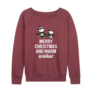Peanuts - Merry Xmas Warm Wishes - Women's French Terry Long Sleeve Pullover