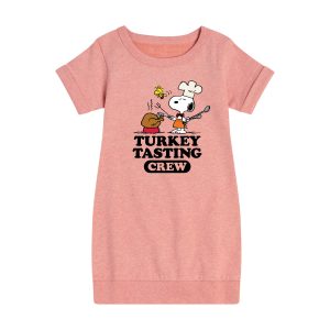 Peanuts - Turkey Tasting Crew - Toddler And Youth Girls Fleece Dress