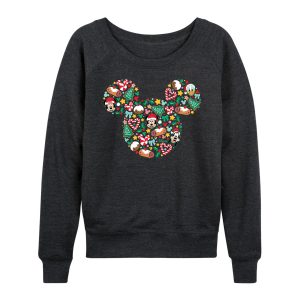 Disney - Mickey Silhouette Christmas - Women's French Terry Pullover Long Sleeve Shirt