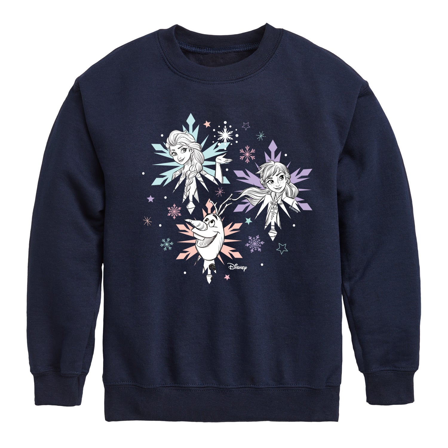 Frozen 2 - Anna Elsa Olaf Snow - Toddler And Youth Crewneck Fleece Sweatshirt - Image 3