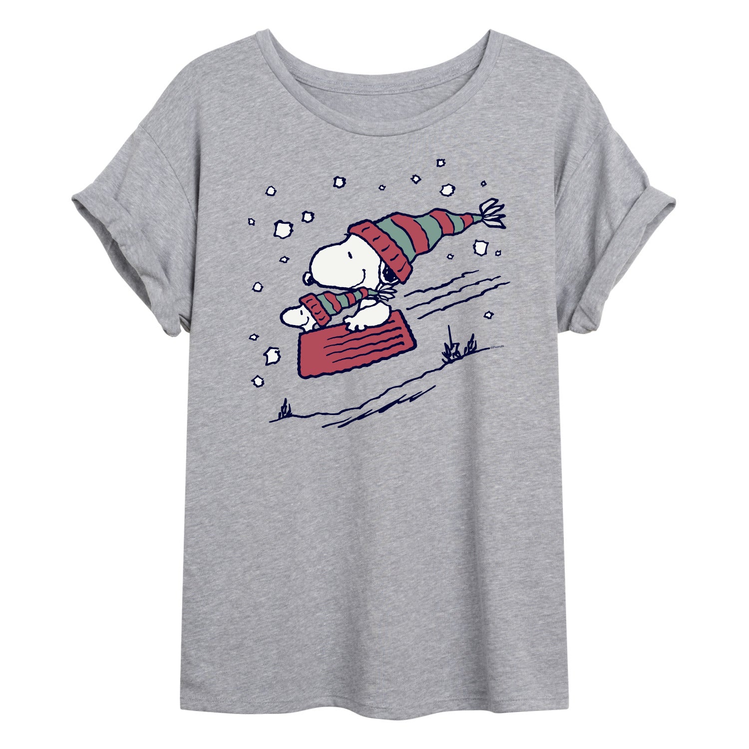Peanuts - Snoopy Sledding - Women's Oversized T-Shirt