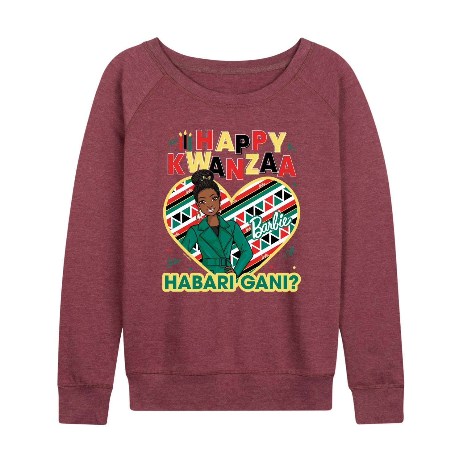 Barbie - Winter Holidays Habari Gani - Women's Lightweight French Terry Long Sleeve Shirt