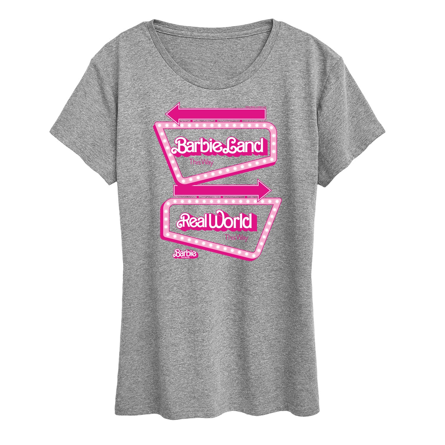 Barbie The Movie - Barbieland Real World This Way Signs - Women's Short Sleeve Graphic T-Shirt - Image 3