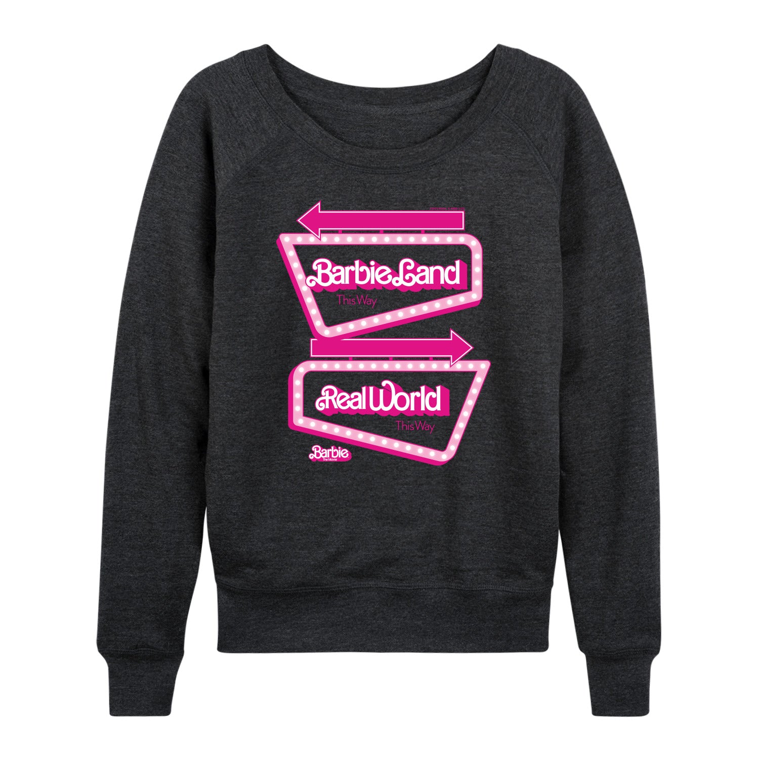 Barbie The Movie - Barbieland Real World This Way Signs - Women's Lightweight French Terry Long Sleeve Shirt - Image 2
