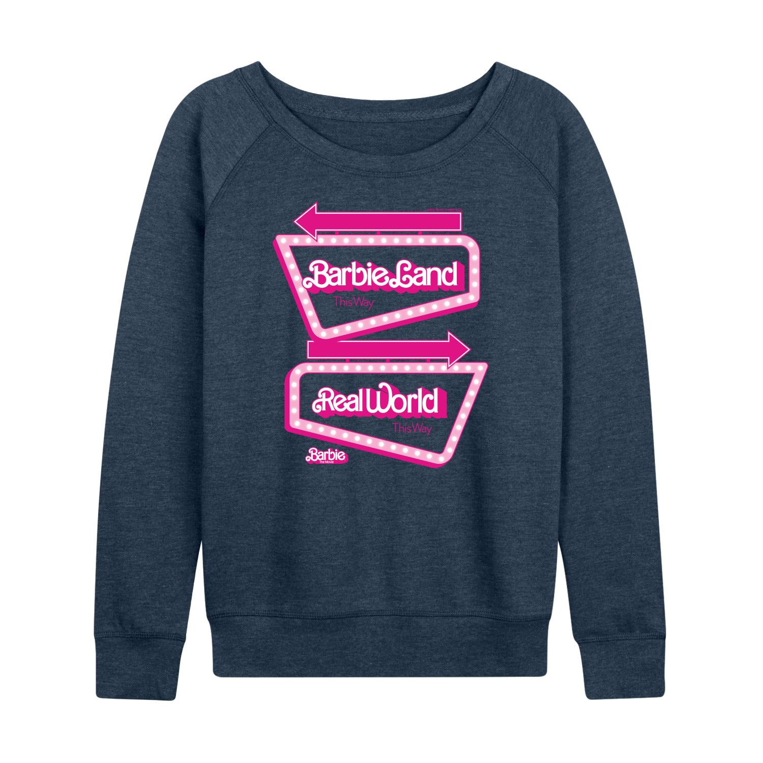 Barbie The Movie - Barbieland Real World This Way Signs - Women's Lightweight French Terry Long Sleeve Shirt