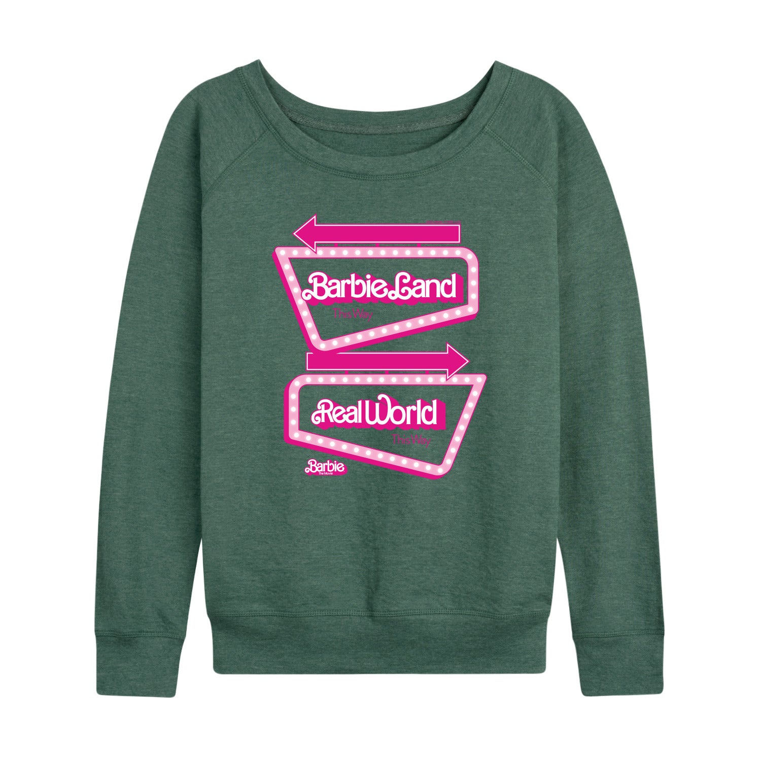 Barbie The Movie - Barbieland Real World This Way Signs - Women's Lightweight French Terry Long Sleeve Shirt - Image 3