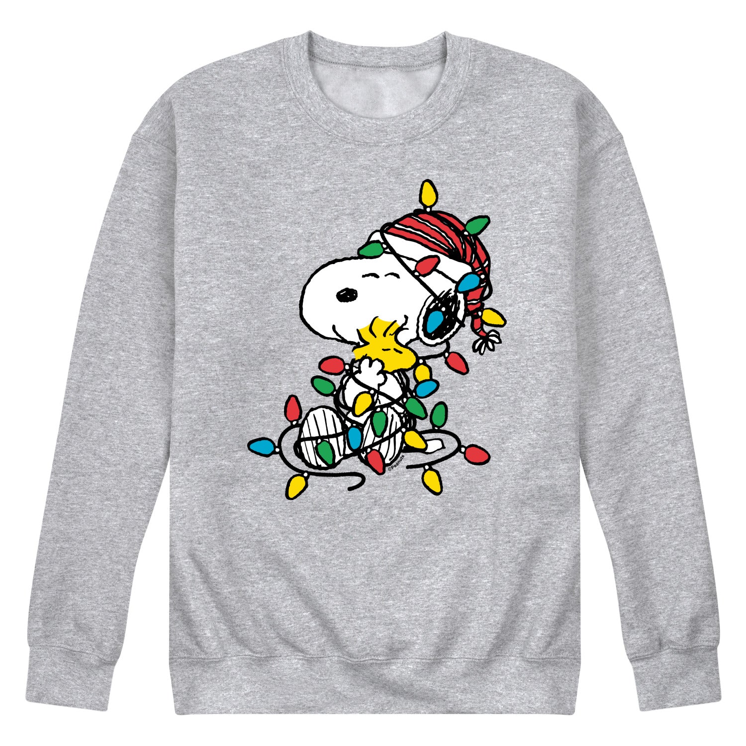 Peanuts - Snoopy Woodstock Christmas Lights - Men's Crew Fleece Sweatshirt