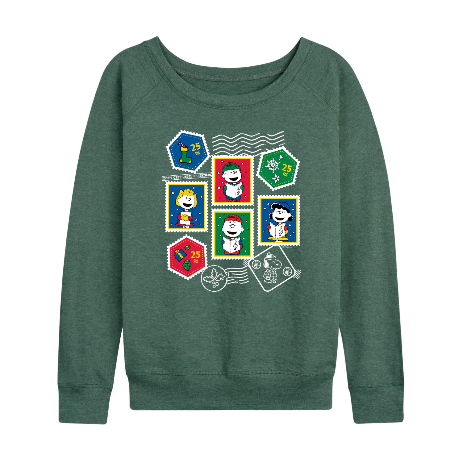 Peanuts - Christmas Stamps - Women's French Terry Long Sleeve Pullover - Image 4