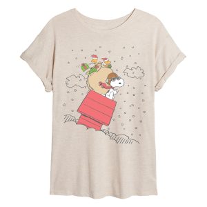 Peanuts - Snoopy House Sled Oversized - Womens Oversized Graphic T-Shirt