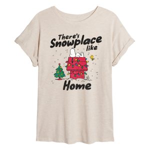 Peanuts - Theres Snowplace Like Home - Womens Oversized Graphic T-Shirt