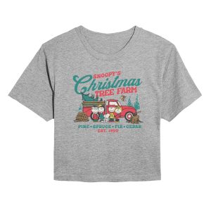 Peanuts - Tree Farm - Juniors Cropped Short Sleeve Graphic T-Shirt