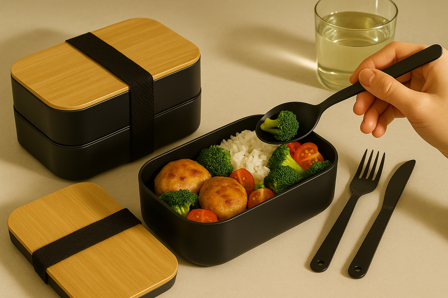 Moritz & Moritz Premium Bento Box for Adults Black ?C 2-Tier 46 oz Lunch Container Box with Bamboo Lid - Image 12