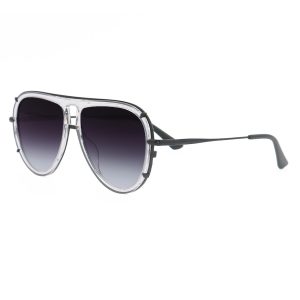 TopFoxx Ivy Luxe - Clear Black Tangle-Free Unisex Round Aviator Sunglasses
