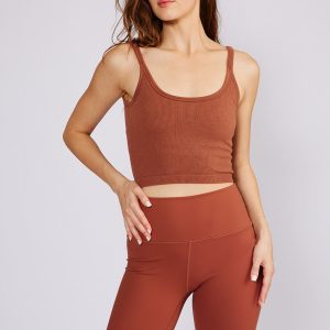 Cream Yoga Women's Kendall cami bra tank rust