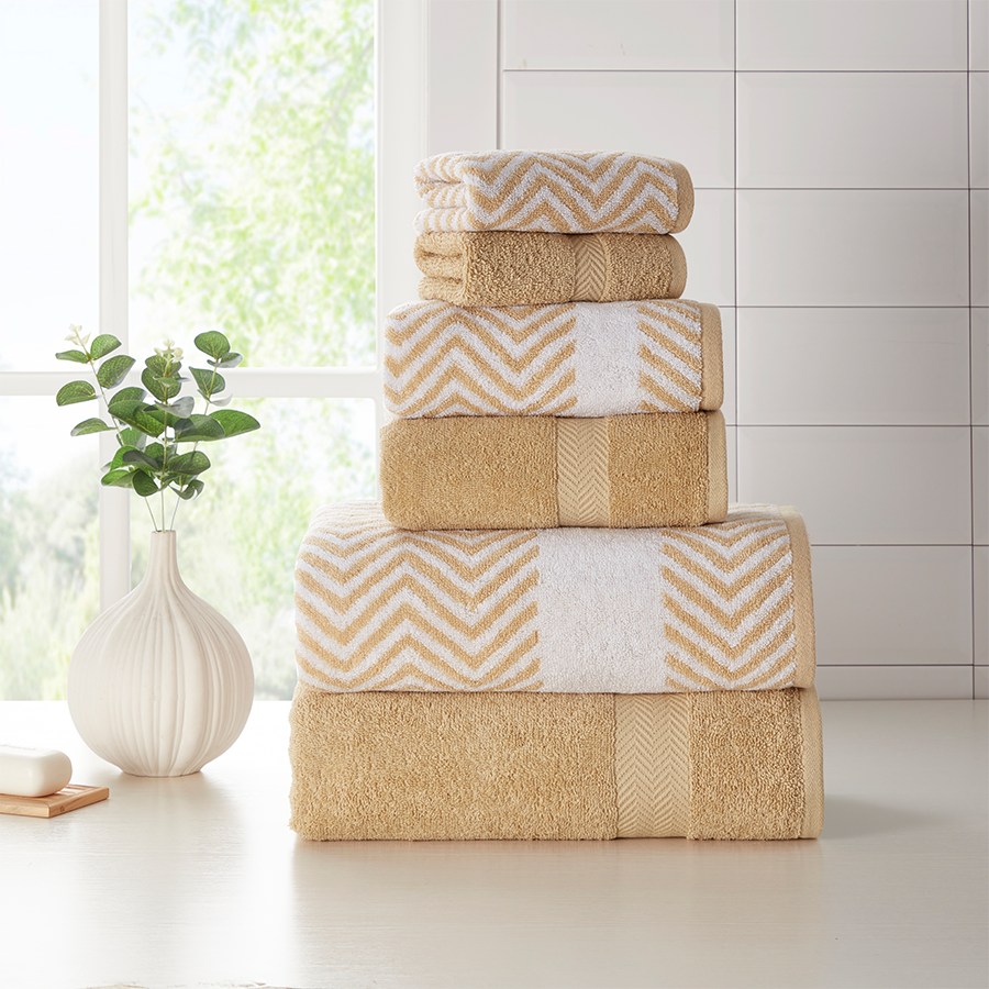 Kathy Ireland 6 Piece Chevron Jacquard Towel Set with Lets Dry - Image 22