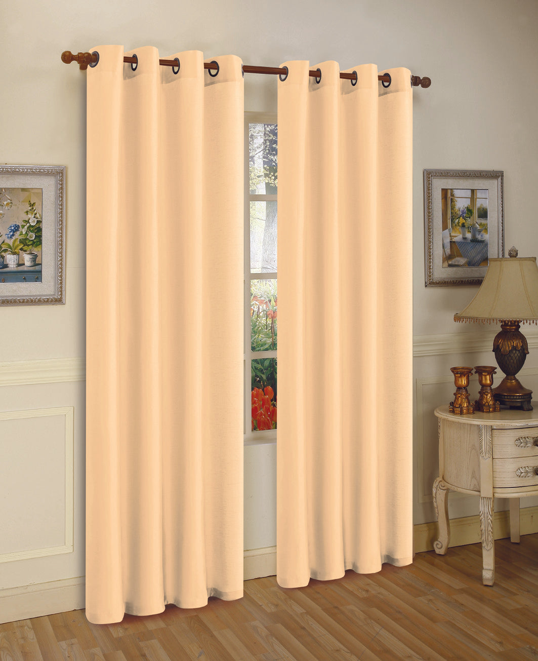 J&V Textiles 2 Panels Solid Grommet Faux Silk Window Curtain Drapes Treatment in 84 Length