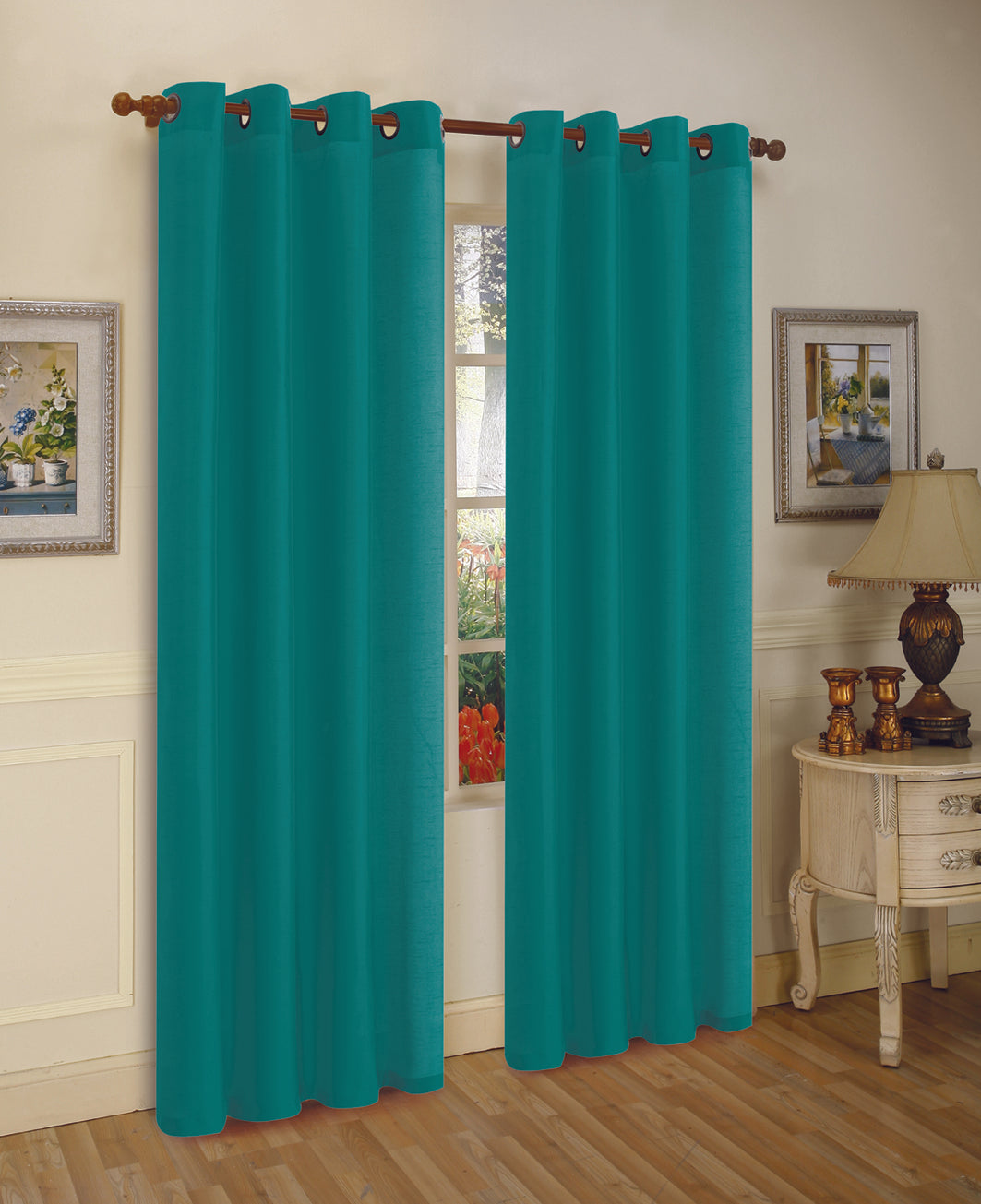 J&V Textiles 2 Panels Solid Grommet Faux Silk Window Curtain Drapes Treatment in 84 Length - Image 19