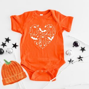 The Juniper Shop Baby Ghosts Heart Graphic Short Sleeve Onesie by