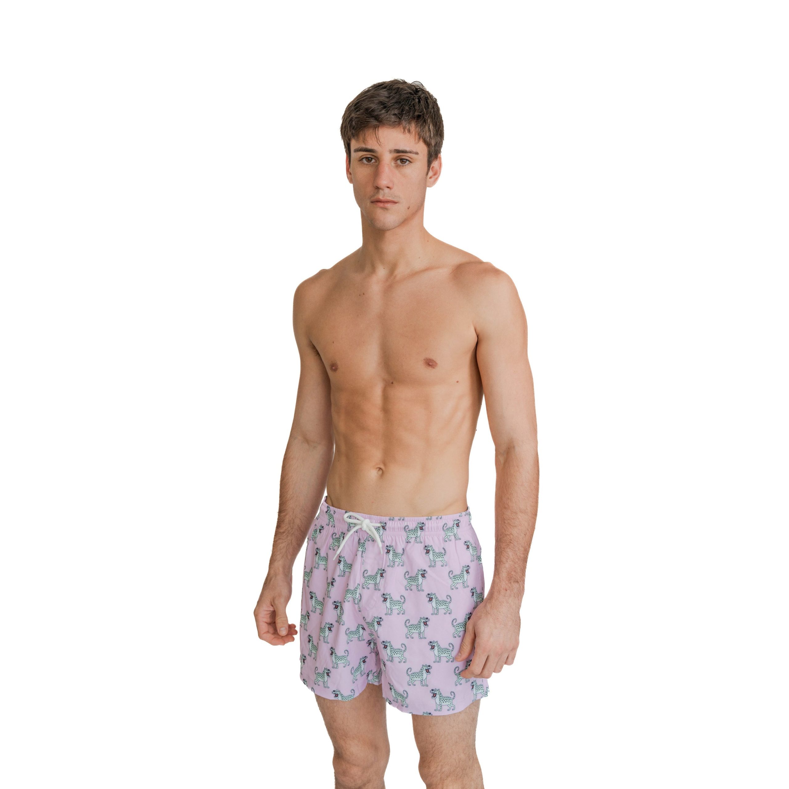 Bermies Pink Cheetah Swim Trunks - Image 5