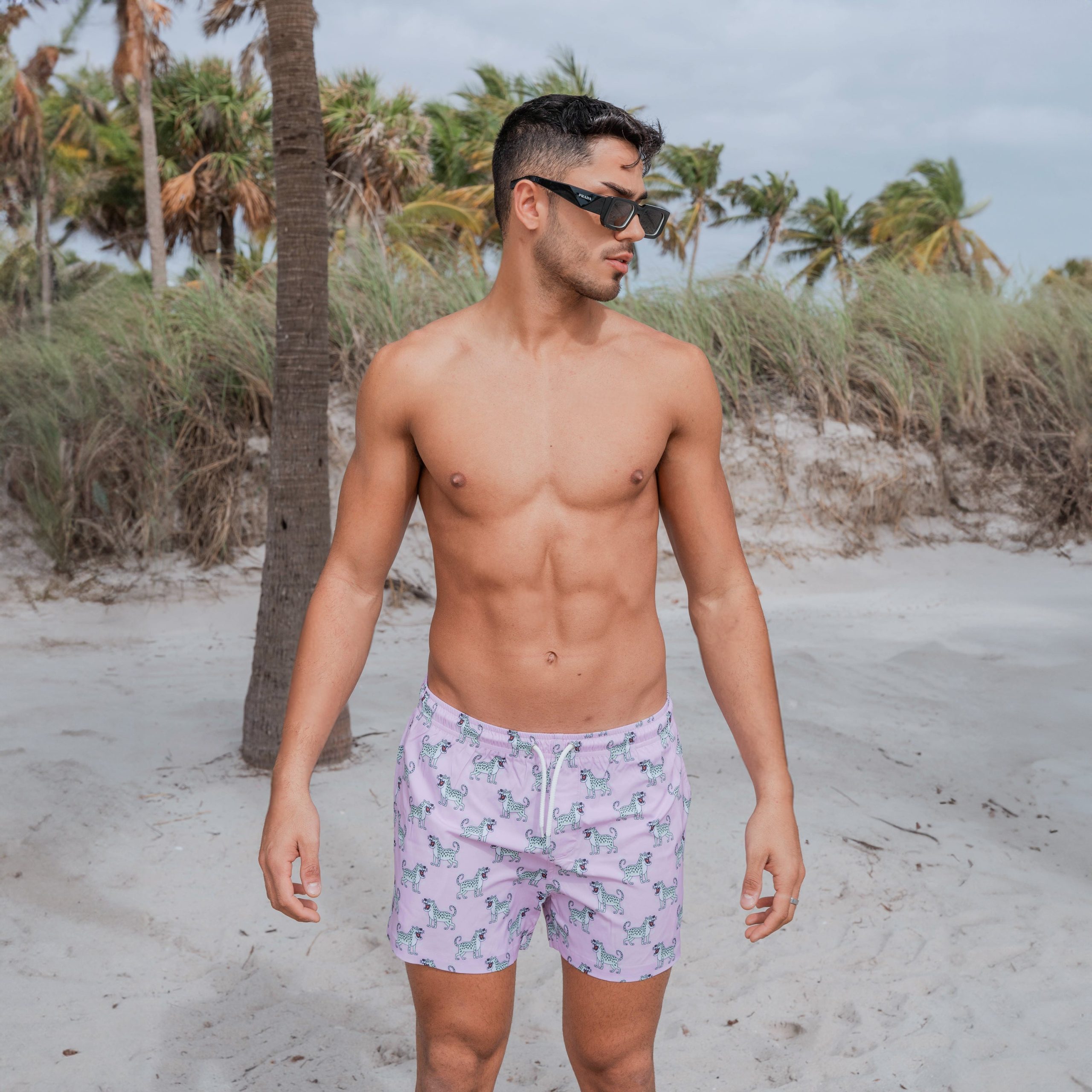 Bermies Pink Cheetah Swim Trunks - Image 2