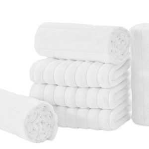 Classic Turkish Towels Brampton Turkish Cotton Large Hand Towels - 6 Pieces White Collection