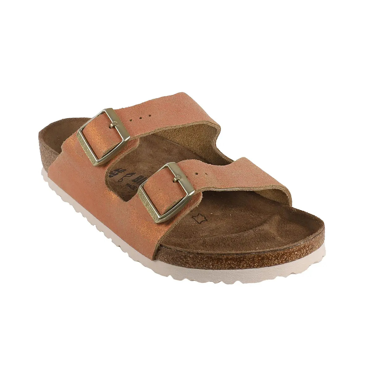 Birkenstock Arizona Suede Leather Sandals Washed Metallic Sea Copper 37 Regular/Wide