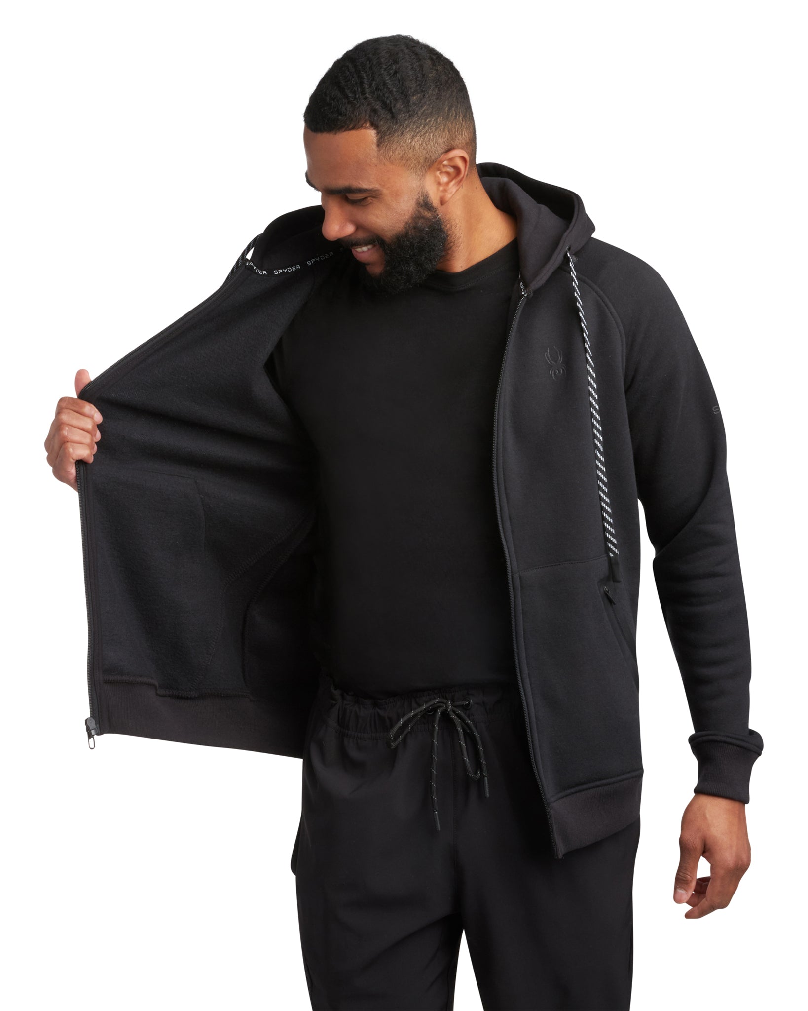 Spyder Men's Fleece Logo Hoodie - Black - Image 3