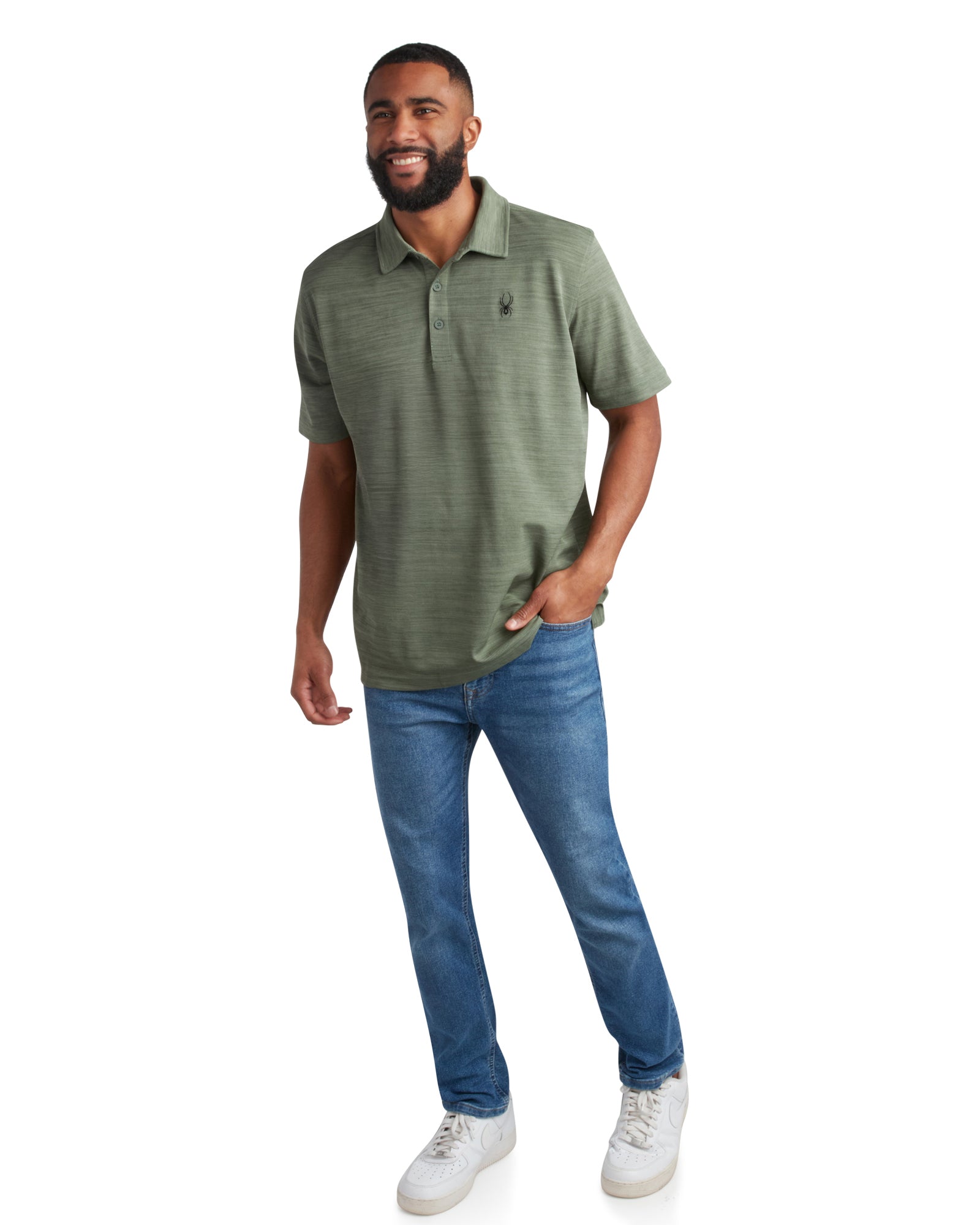 Spyder Men's Short Sleeve Tech Pique - Spruce Green - Image 3