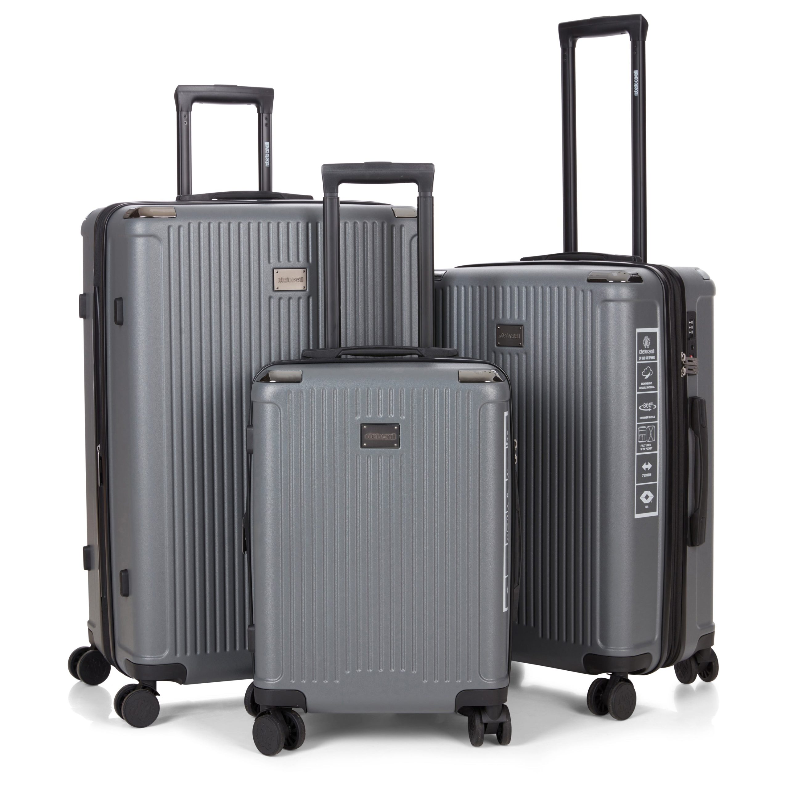 Roberto Cavalli 3 Piece Luggage Set with Expandable Hard Shell & 8 Spinner Wheels - Image 3