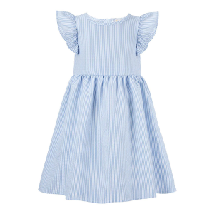 Sunshine Swing Girl's Stripe Angel-Sleeve A-Line Dress