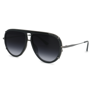 TopFoxx Ivy Luxe - Black Tangle-Free Unisex Round Aviator Sunglasses
