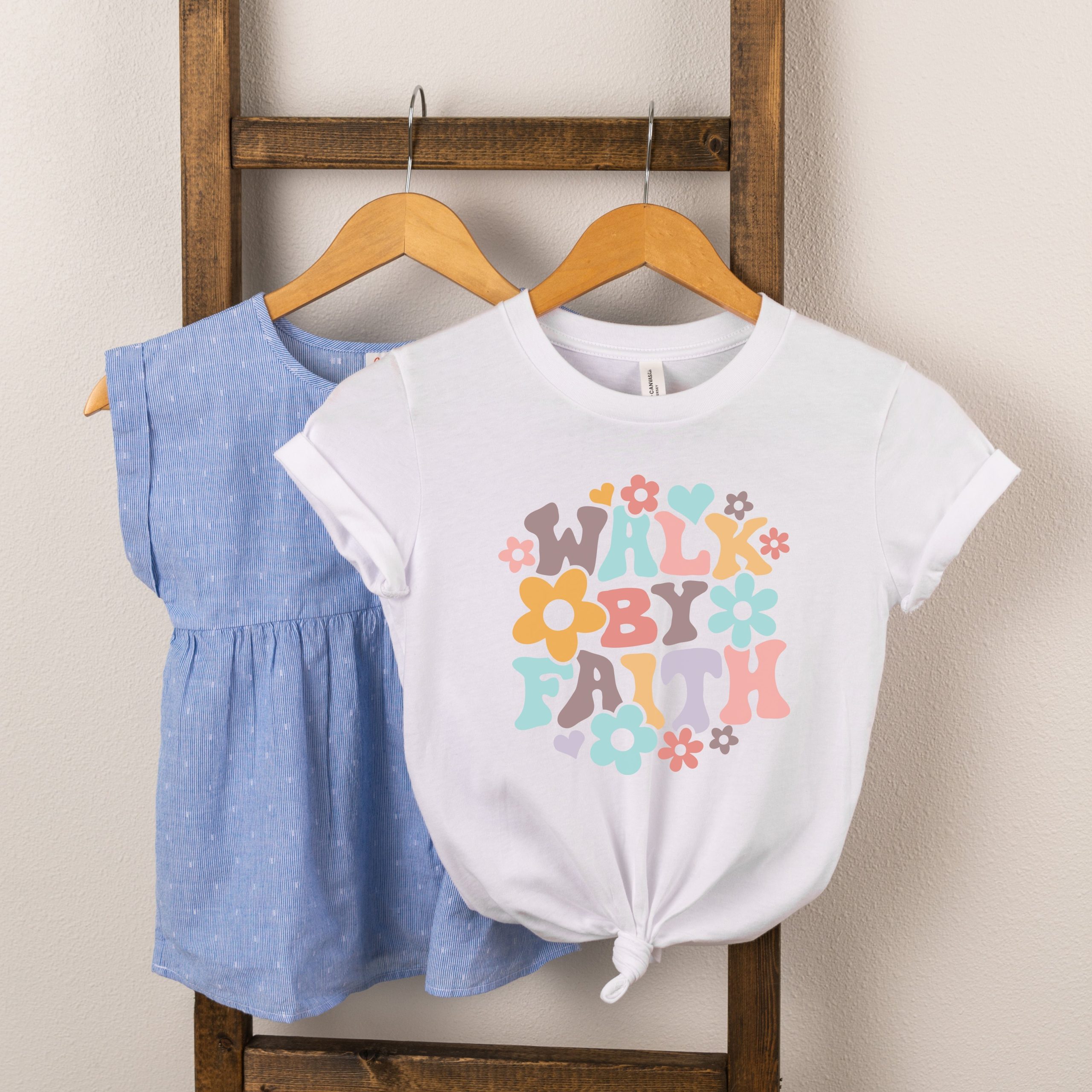 The Juniper Shop Toddler Walk By Faith Flowers Short Sleeve Crew Neck - Image 2