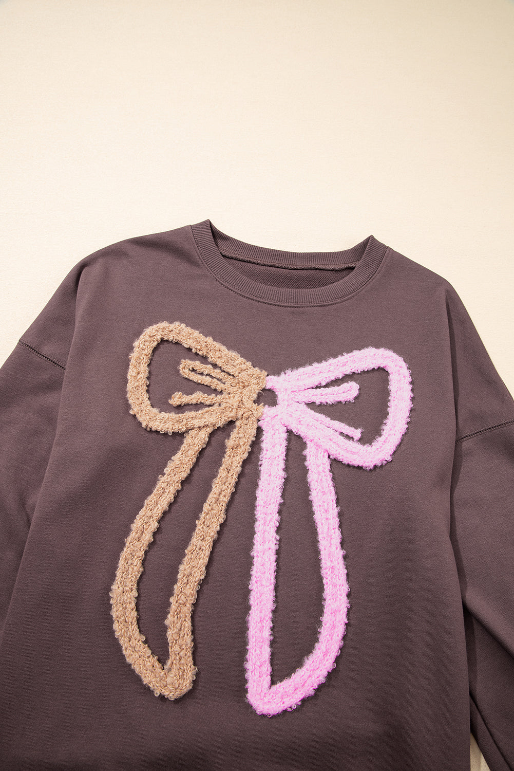 Callie Terry Bow Pattern Drop Shoulder Sweatshirt by Threaded Pear - Image 9