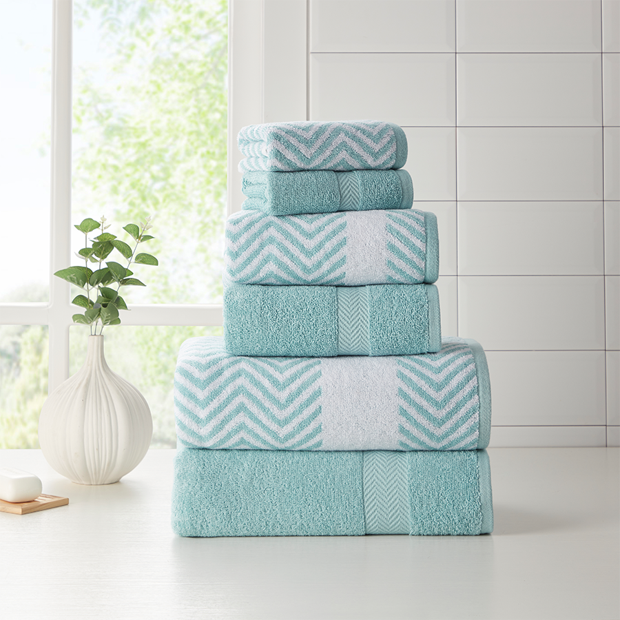 Kathy Ireland 6 Piece Chevron Jacquard Towel Set with Lets Dry - Image 23