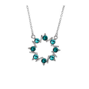 Turquoise Mix Swarovski Crystal Necklace ?C Dainty Crystal Wreath Pendant Necklace