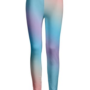 Lily by Firmiana Women's Medium Rise Printed Legging Blue & Pink Gradient Print
