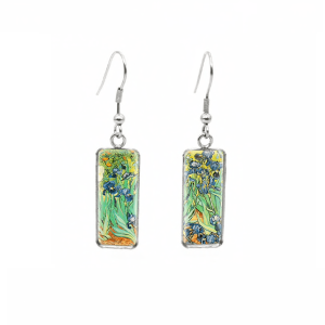 Don't AsK Rectangular Art-Print Drop Earrings ?C Irises ?C Lightweight Dangle Earrings for Women
