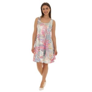 Shoreline Wear Tropical Leaf Sleeveless A-Line Dress