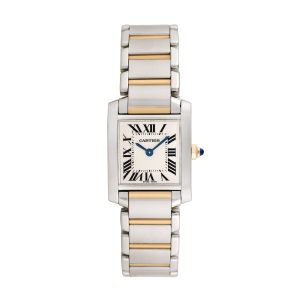 Pre-owned Cartier Women's Tank Francaise 25mm X 20mm 18K Yellow Gold and Stainless Steel Wristwatch - 2384
