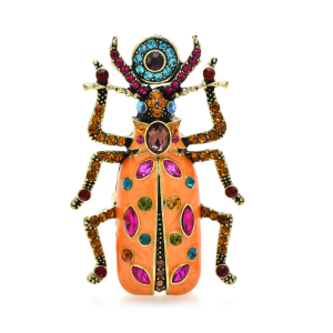 Don't AsK Multicolour Crystal Beetle Brooch ?C Orange ?C Insect Bug Pin