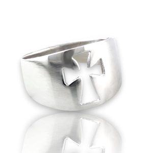 Vera & Co Sterling Silver Wide Band Cross Cut Out Women Ring Size 9