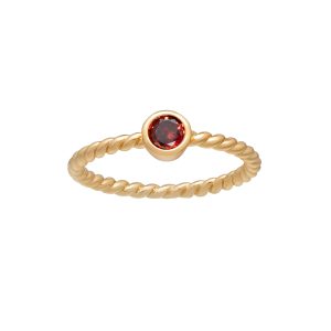 callura Goldtone Twisted CZ Birthstone Solitaire Ring ?C January Garnet
