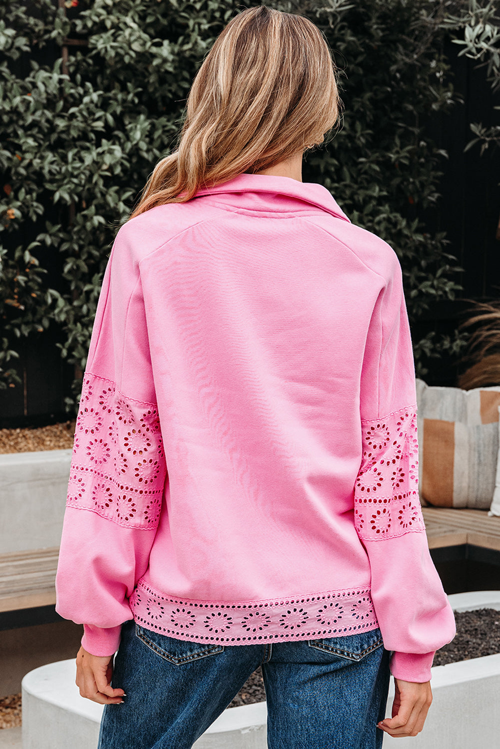 Evangeline Embroidered Flower Buttons Pullover Sweatshirt by Threaded Pear - Image 2