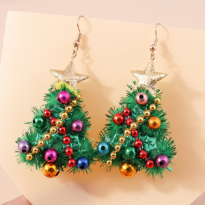 Don't AsK Decorated Christmas Tree Drop Earrings ?C Festive Holiday Jewellery for Women